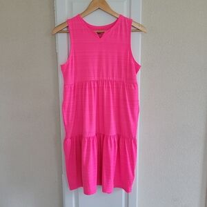 Lands' End Hot Pink Ruffled Swim Beach Coverup Size XL 14-16